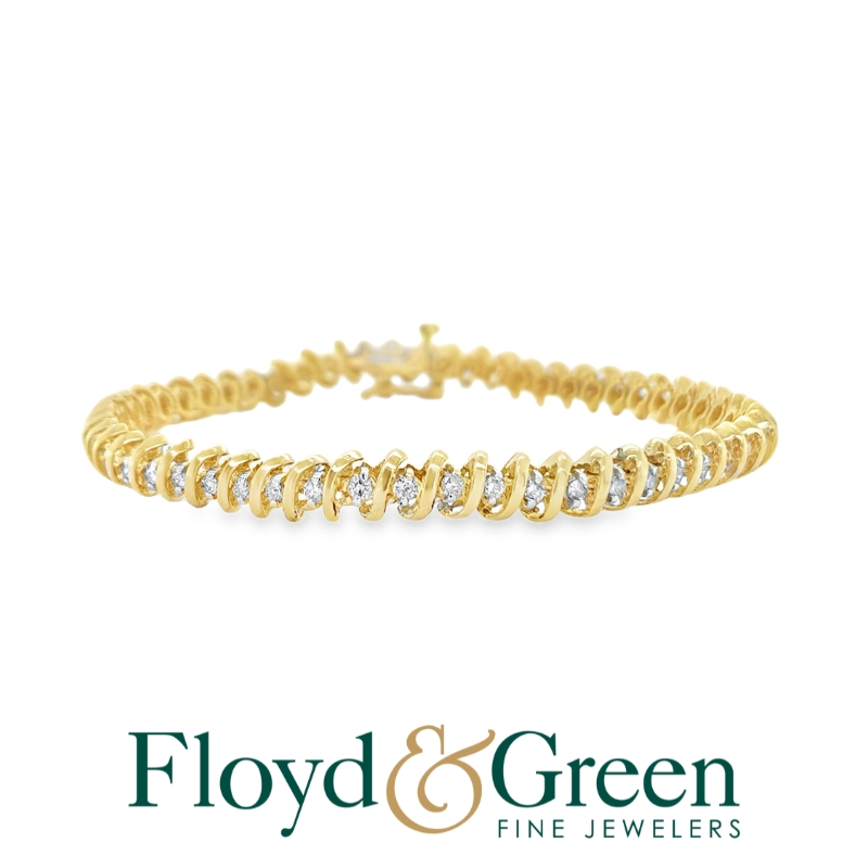 14K Two-Tone Diamond Tennis Bracelet, 55 Round, 1.27ct, J I1, 7 inch