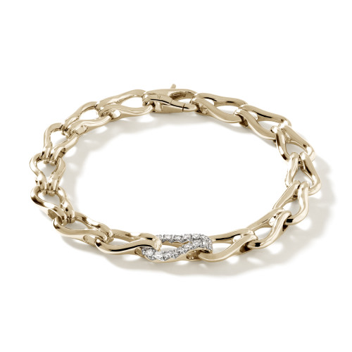 S/O- 14K Yellow Gold Diamond Pave Link Bracelet with Lobster Clasp Size Large 
0.44ctw