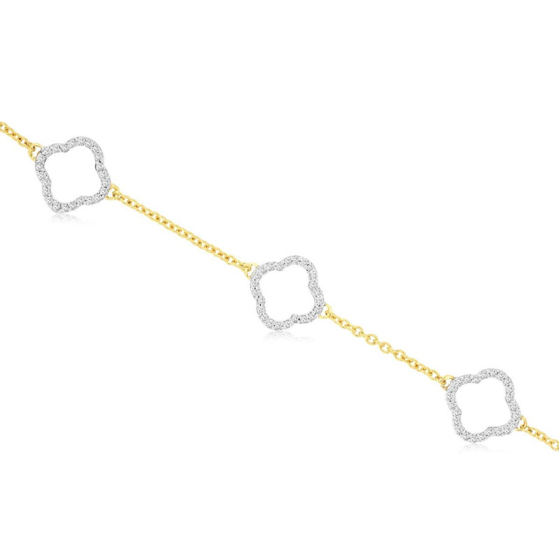 14KY 0.22ctw diamond clover bracelet