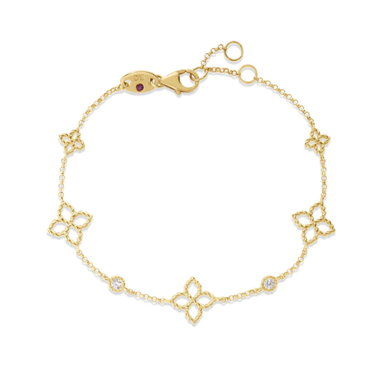 Princess Flower Diamond Station Bracelet