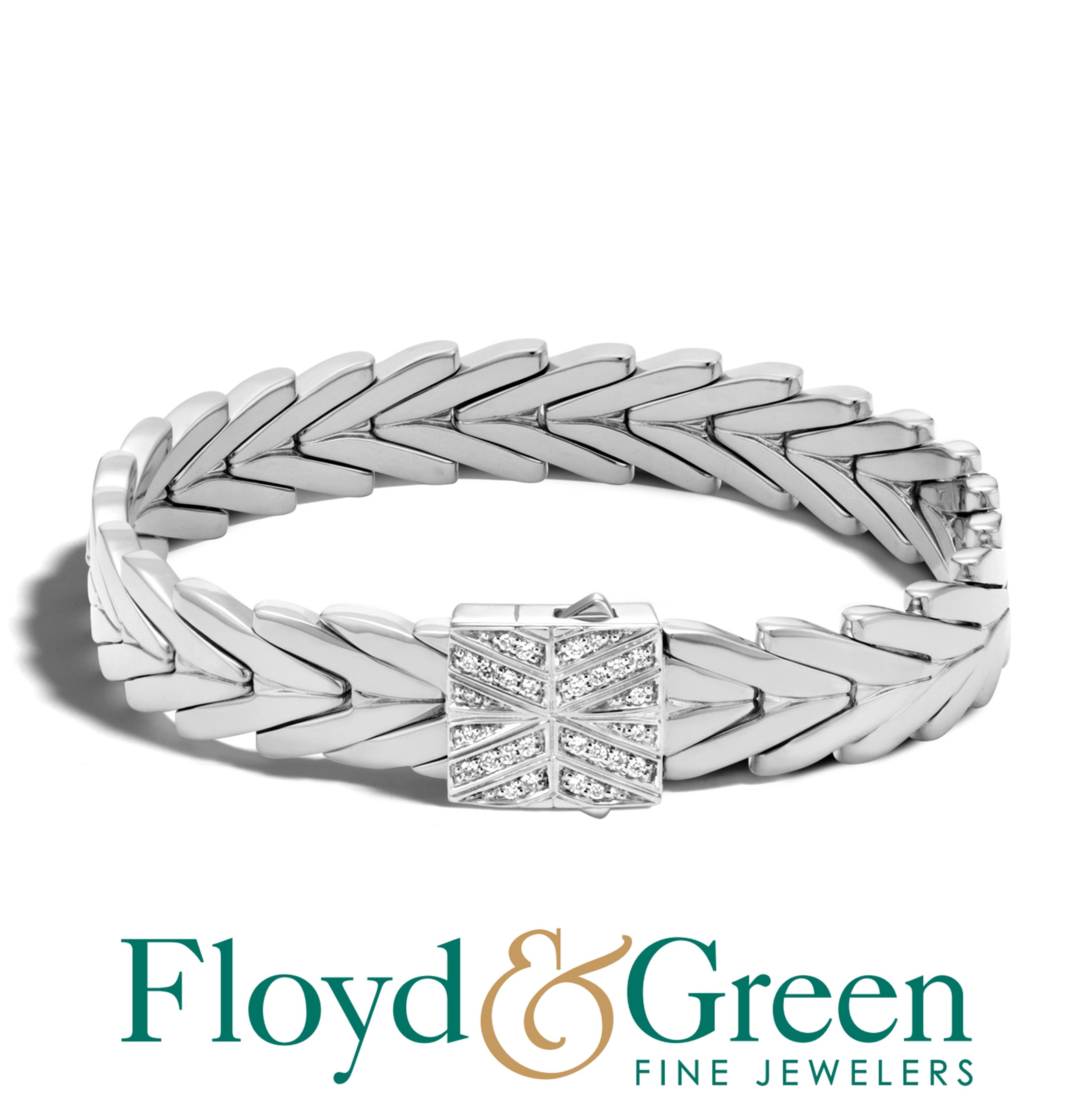 John Hardy Sterling Silver Modern Chain Bracelet with Diamonds, 7 inch