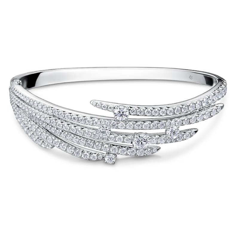 HOF 18KW Vela French Cut 4.9ctw G-H/VS-SI diamond pave bangle
