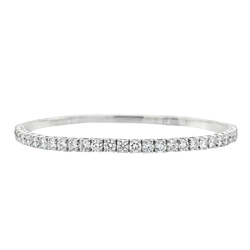 14KW Lab Grown Diamond 3.00ctw Tennis Bangle Bracelet