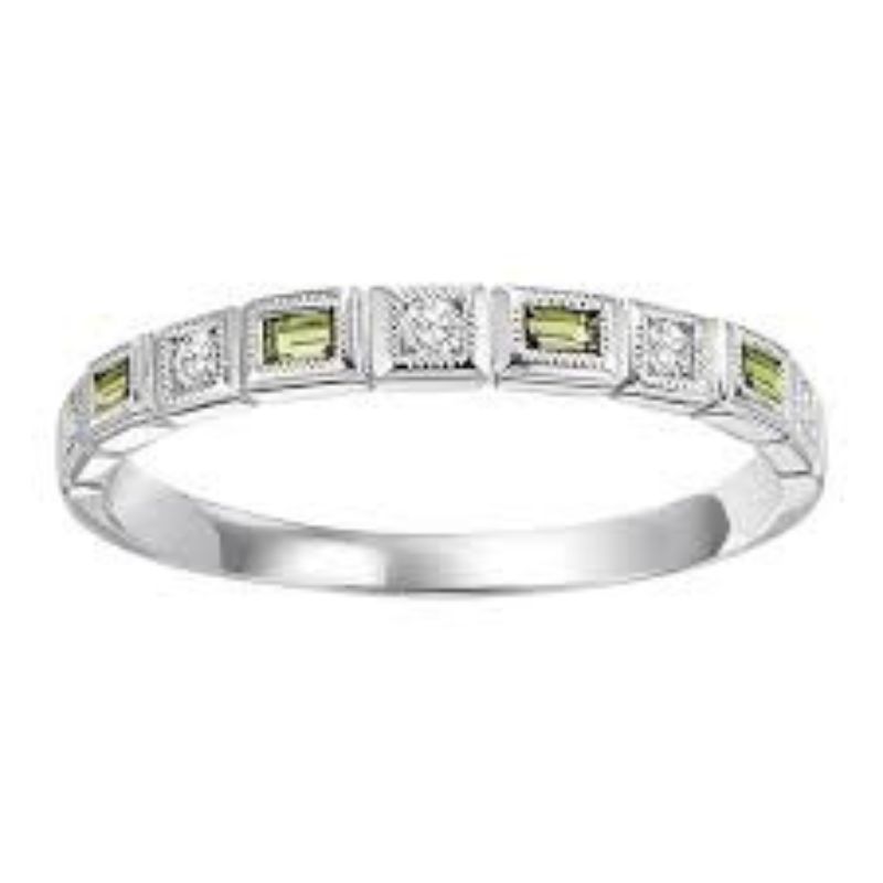 Peridot & Diamond Stackable Birthstone Ring