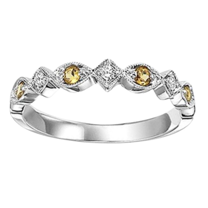 Citrine & Diamond Stackable Birthstone Ring
