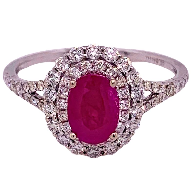 Ruby Double Halo Ring