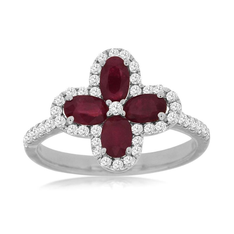 Ruby & Diamond Clover Ring