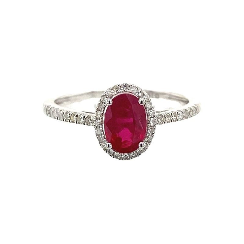 Classic Oval Ruby with Diamond Halo Ring