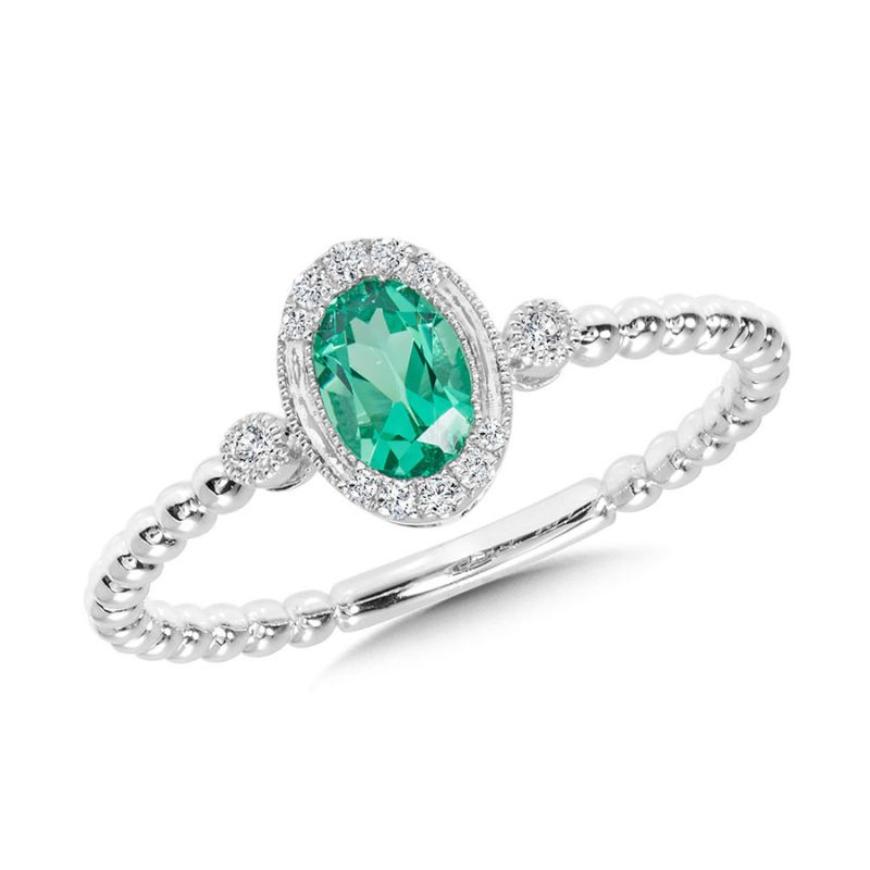 Green Quartz & Diamond Ring