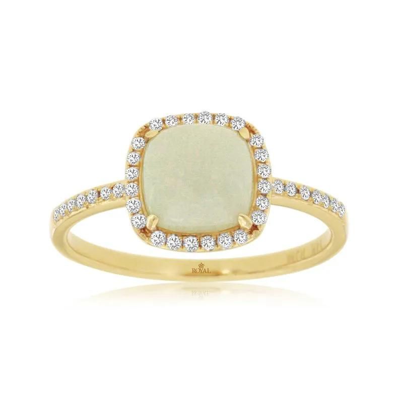 Opal & Diamond Halo Ring