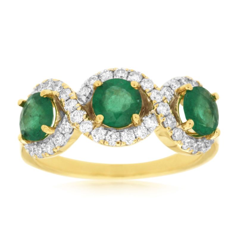 Emerald & Diamond Twist Ring