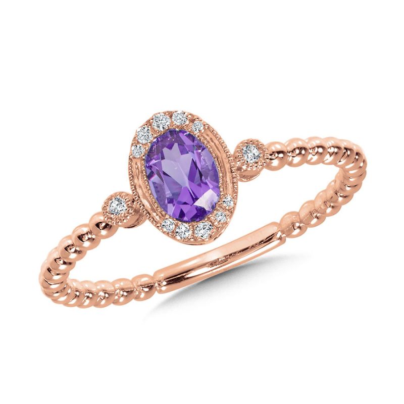 Oval Amethyst and Diamond Ring