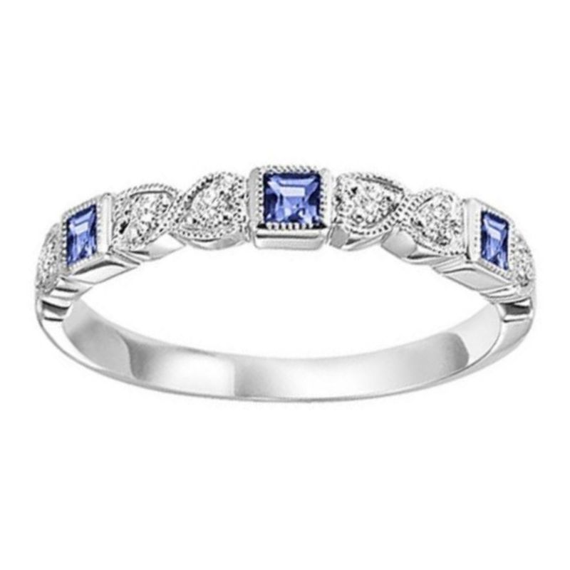 Sapphire & Diamond Stackable Birthstone Ring