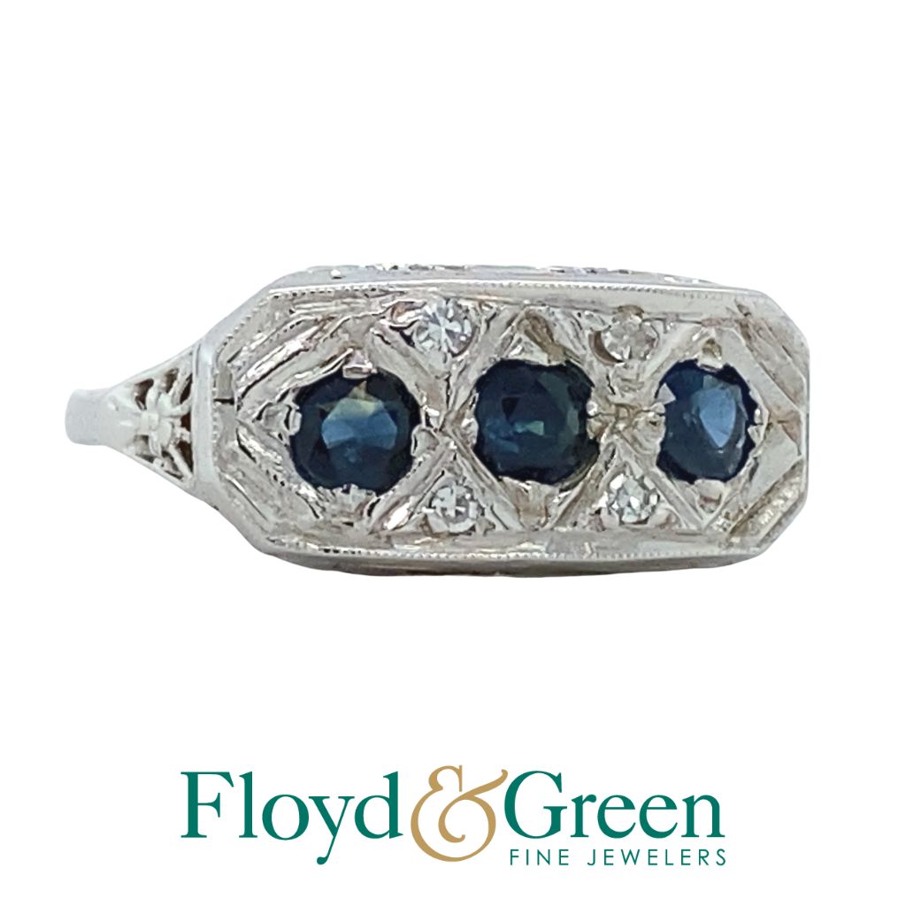 Art-Nouveau Sapphire & Diamond Ring