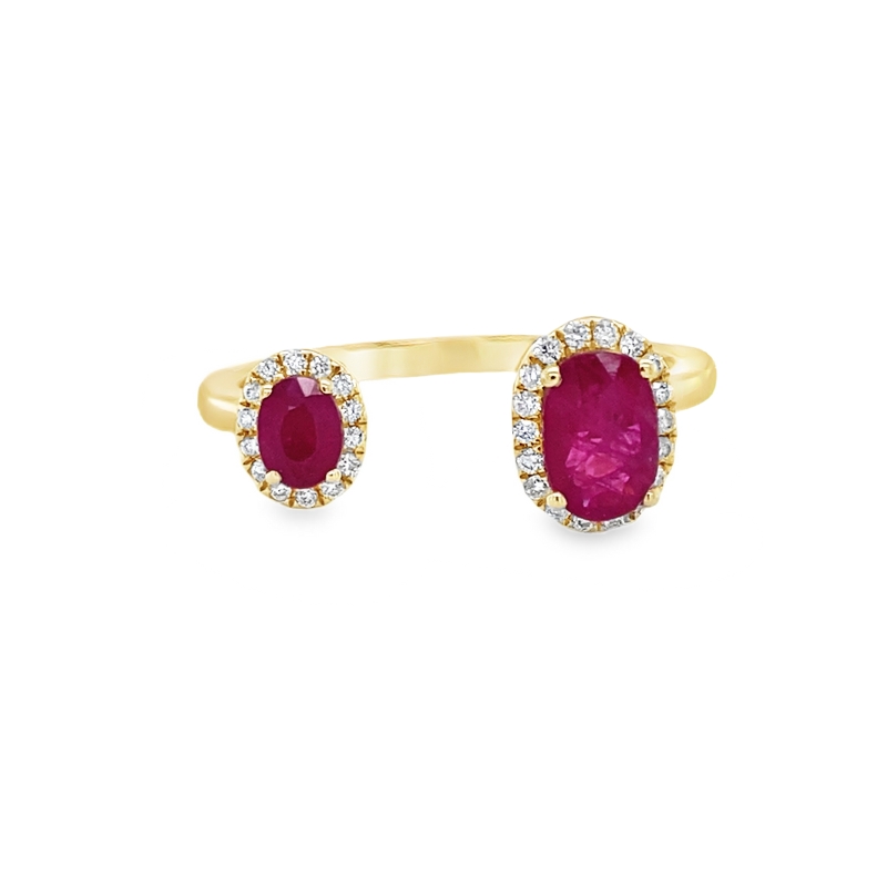 Open Double Ruby Halo Ring