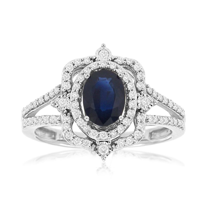 Sapphire Double Halo Ring