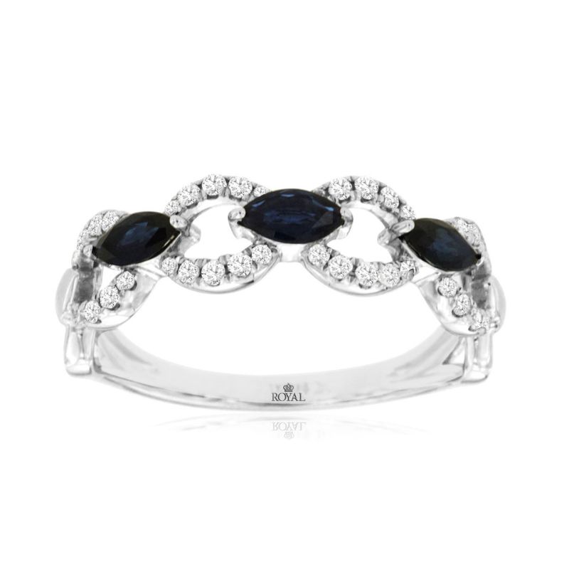 Sapphire & Diamond Link Ring