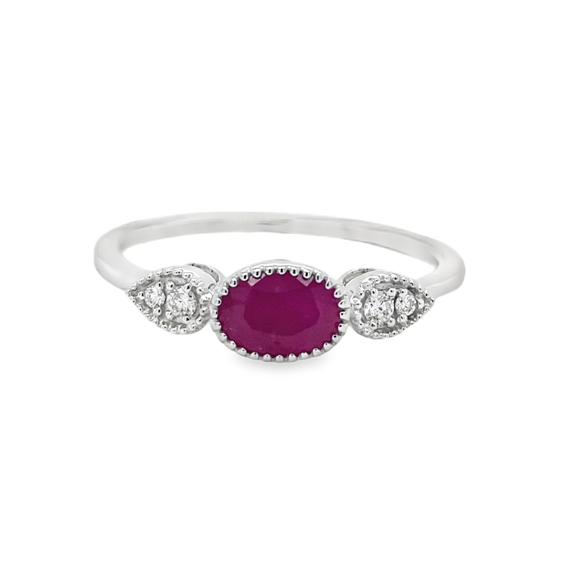 Ruby & Diamond Milgrain Ring