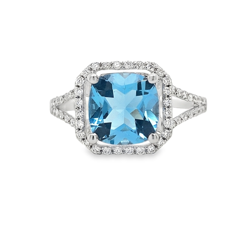 Blue Topaz Halo Ring