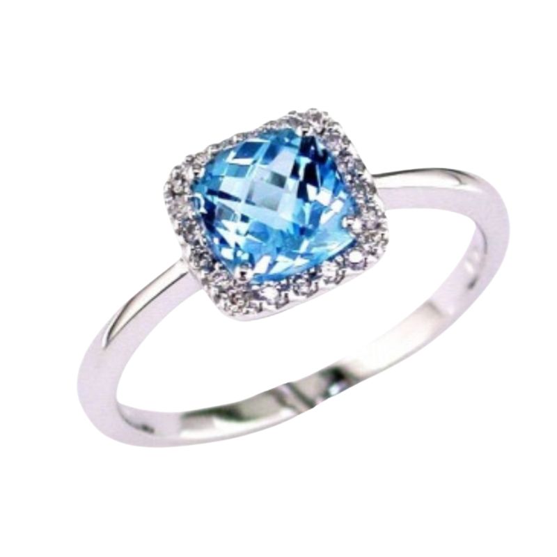 Blue Topaz Halo Ring