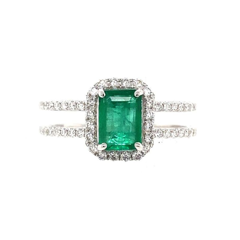 Emerald Halo Double Band Ring