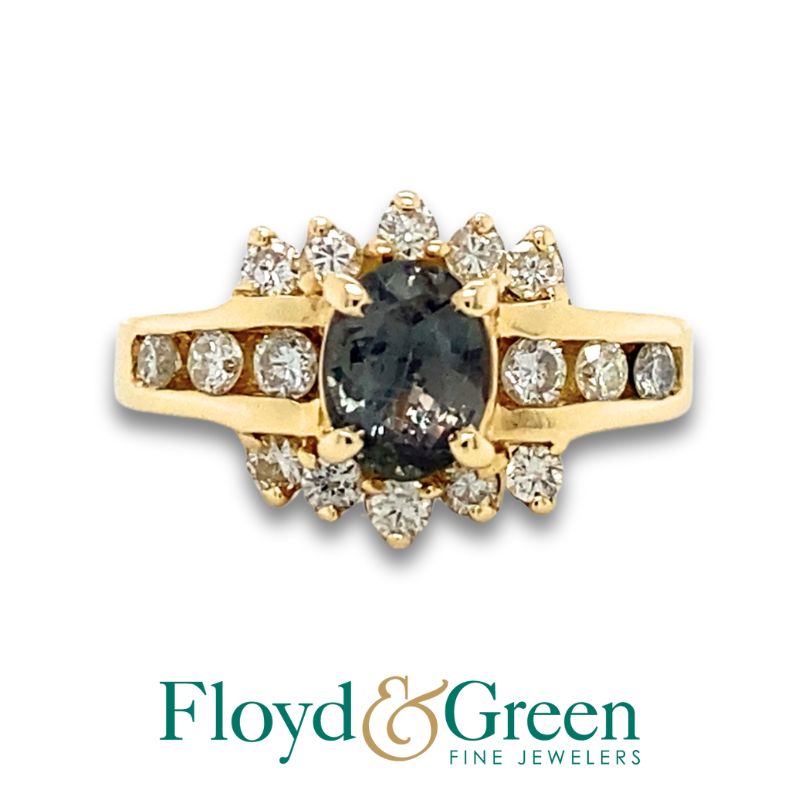 Synthetic Green Sapphire Ring