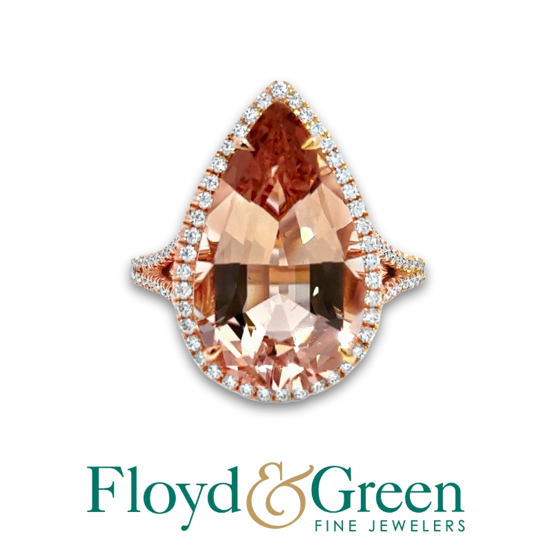 Morganite & Diamond Halo Ring