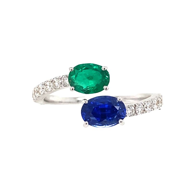 Emerald & Sapphire Bypass Ring