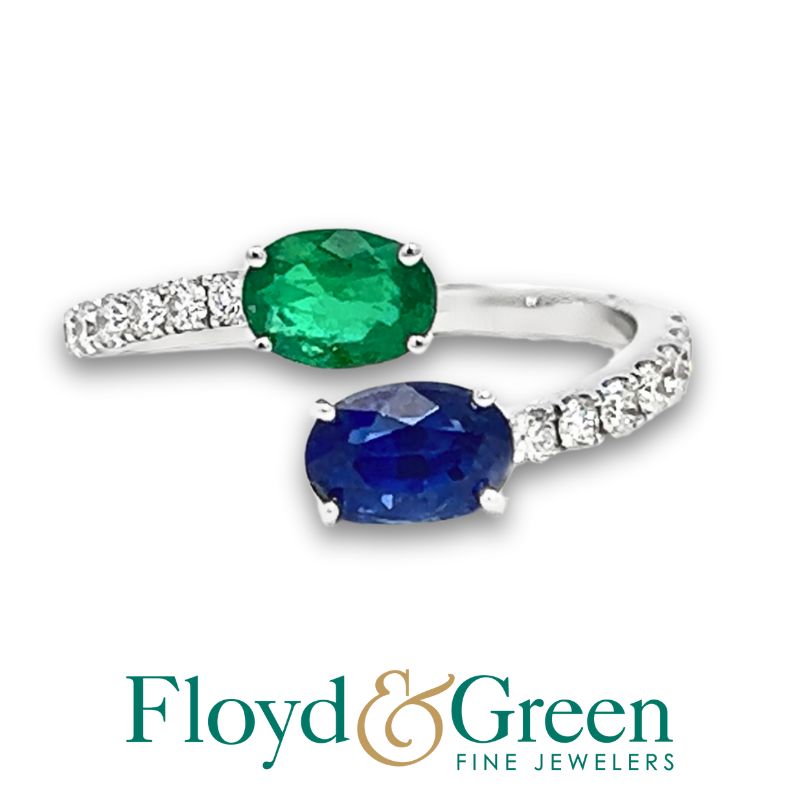 Emerald & Sapphire Bypass Ring