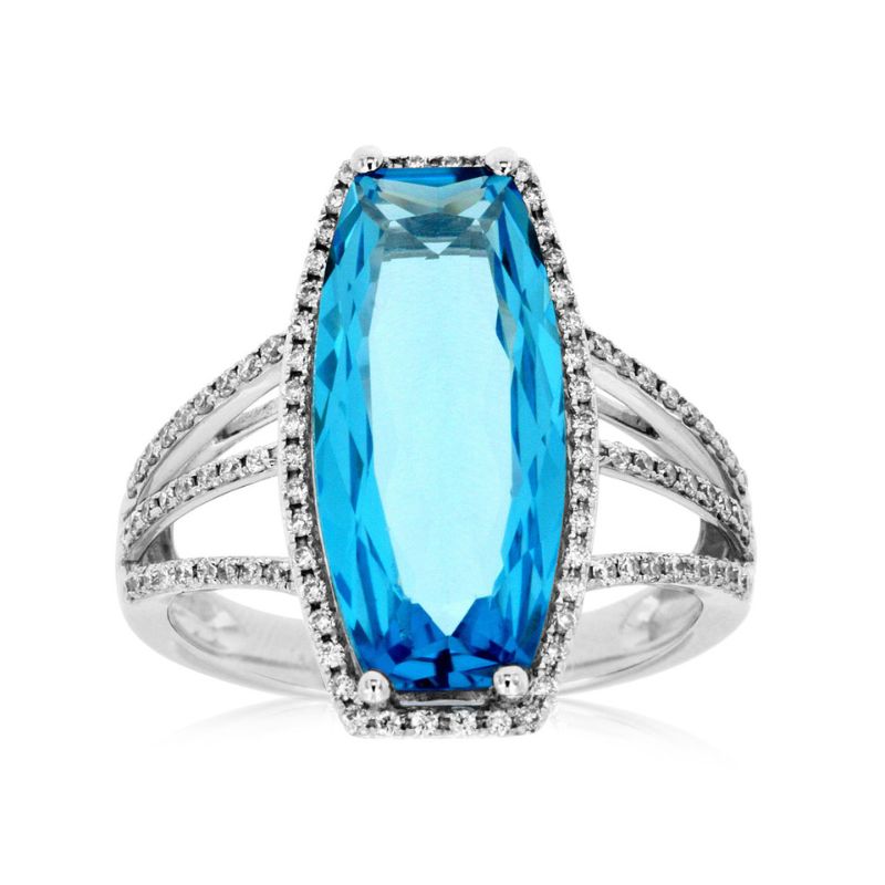 Blue Topaz Halo Ring