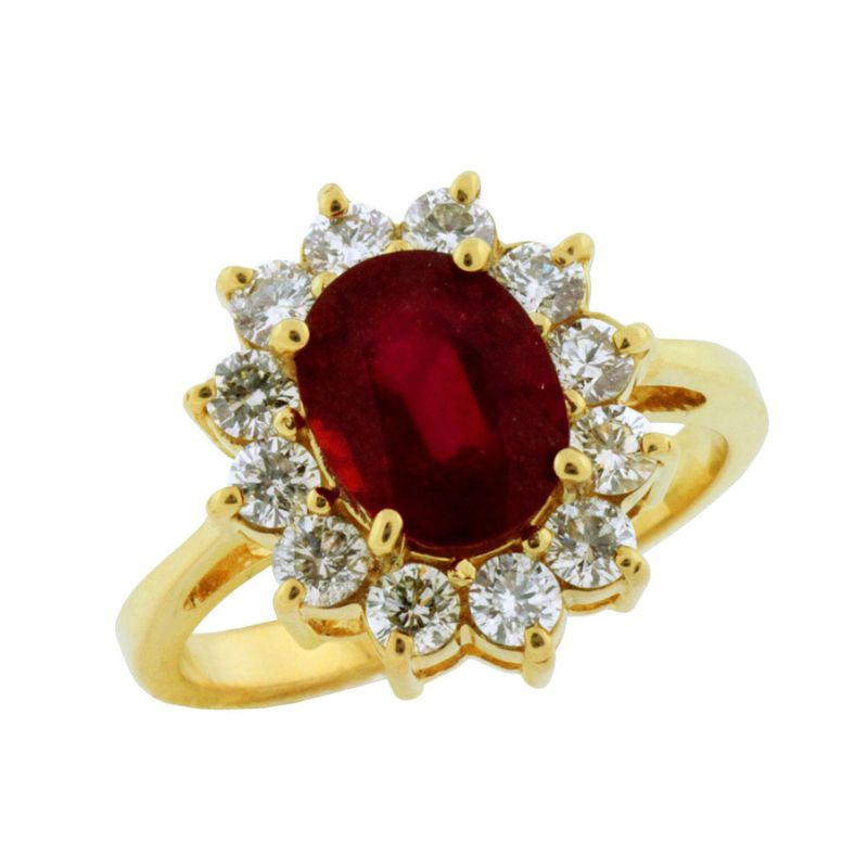 Ruby & Diamond Flower Ring