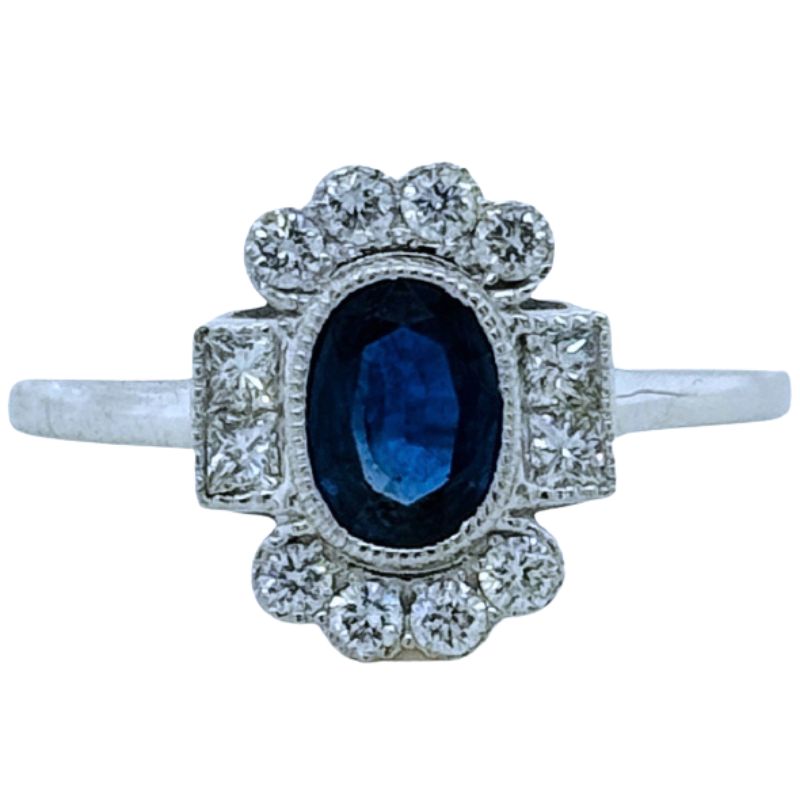 Sapphire & Diamond Vintage-Style Ring