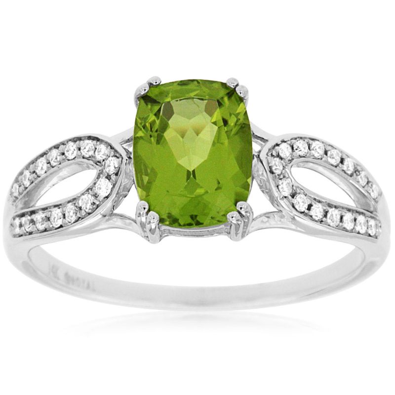 Peridot & Diamond Split Shank Ring