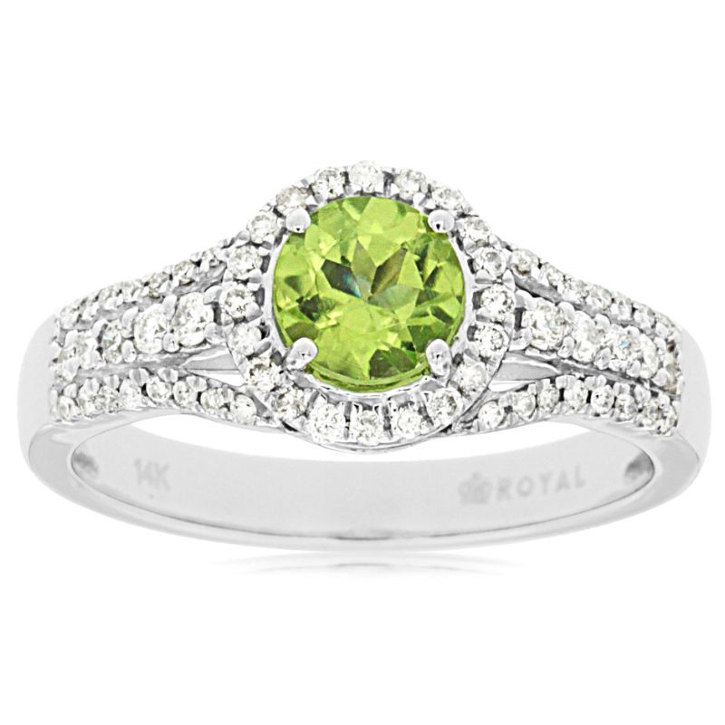 Peridot Halo Triple Row Ring