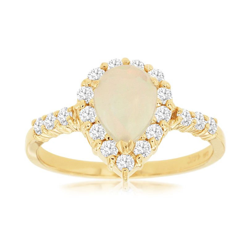 Opal & Diamond Halo Ring