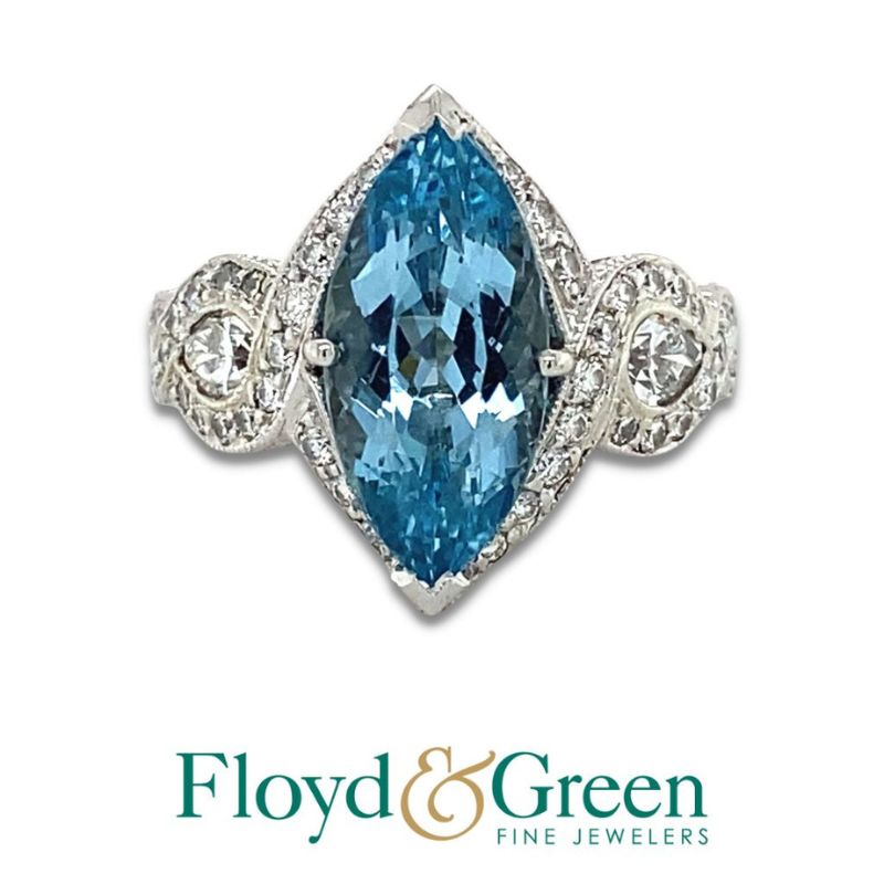 Aquamarine & Diamond Ring