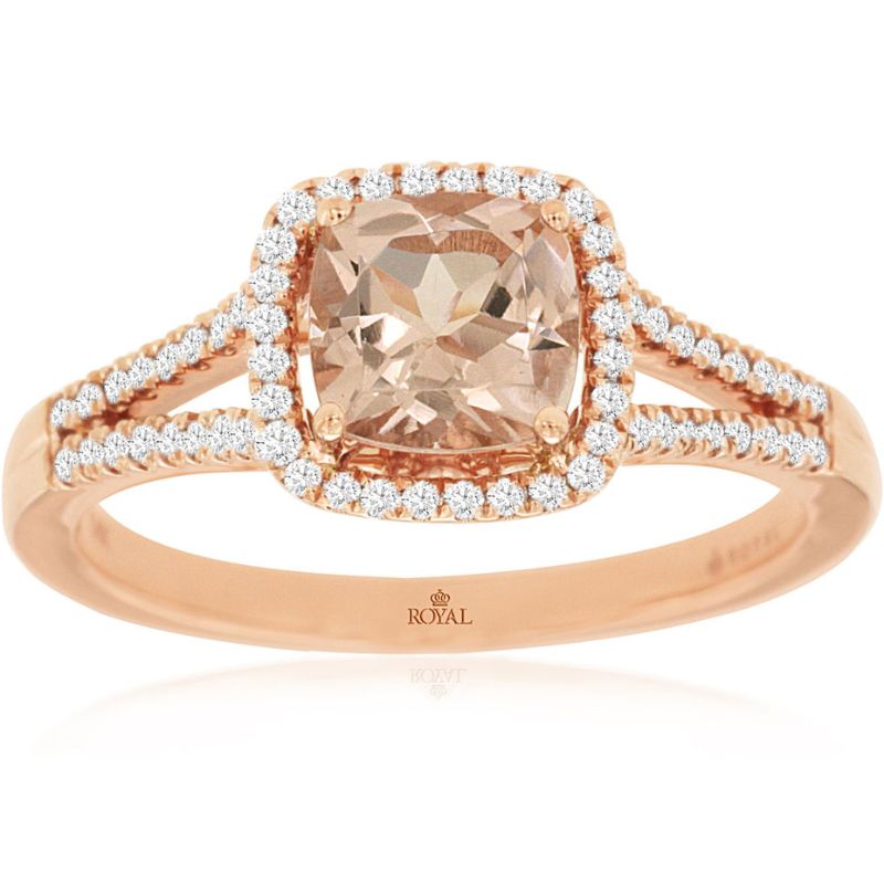 Morganite Halo Split Shank Ring