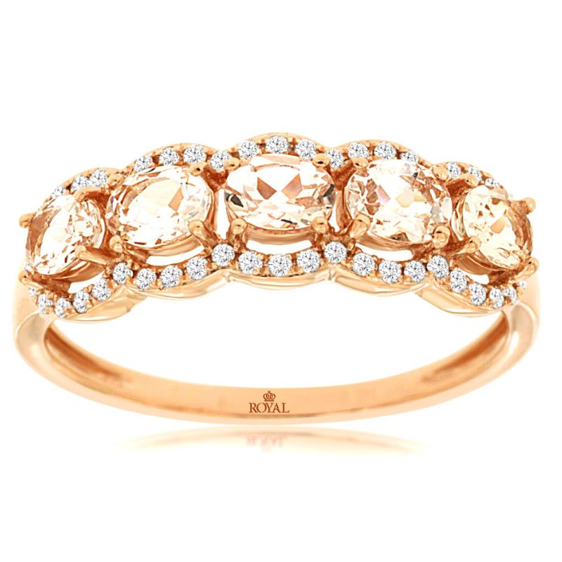 5 Stone Morganite & Diamond Ring