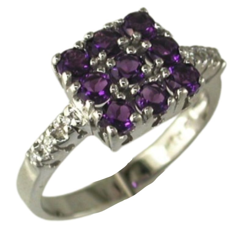 Amethyst Square Cluster Ring