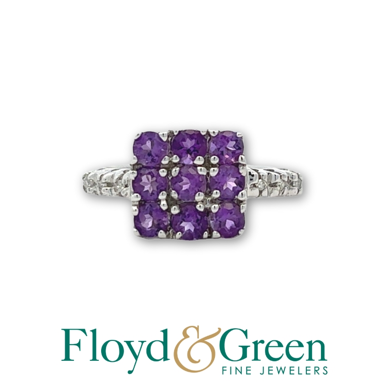 Amethyst Square Cluster Ring