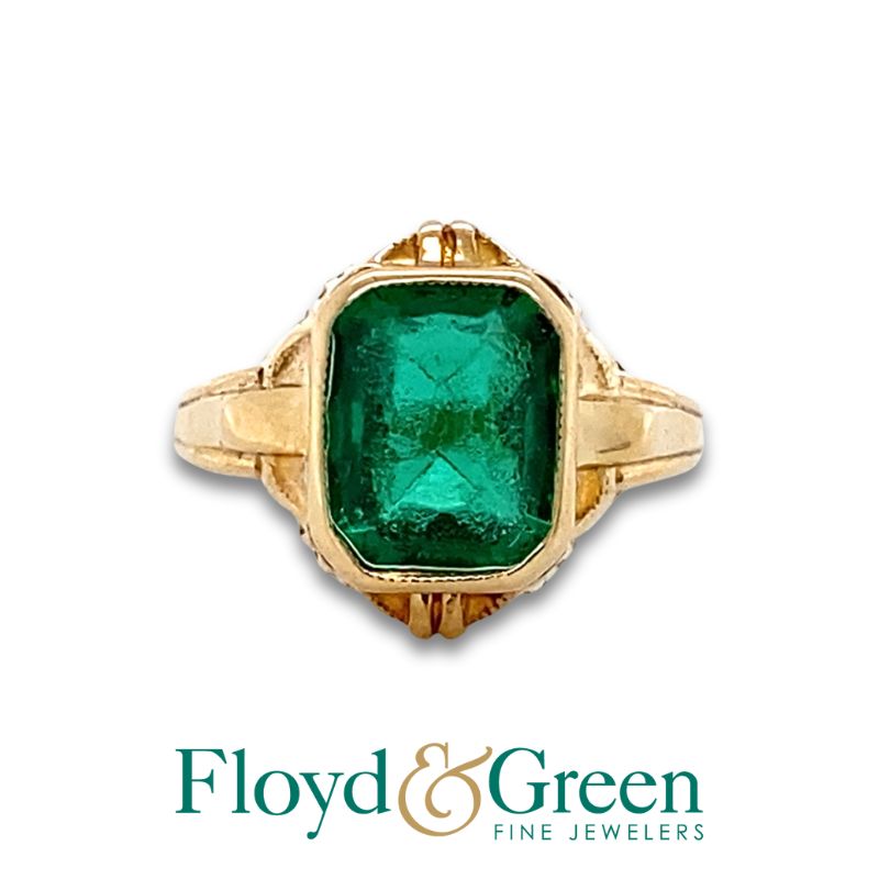 Green Glass Stone Ring
