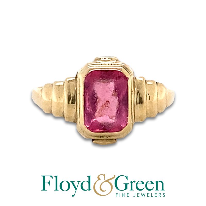 Pink Glass Stone Ring