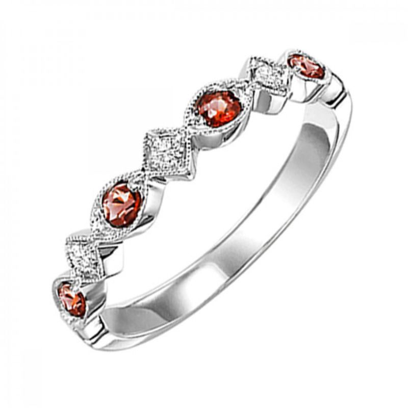Garnet & Diamond Birthstone Stackable Ring