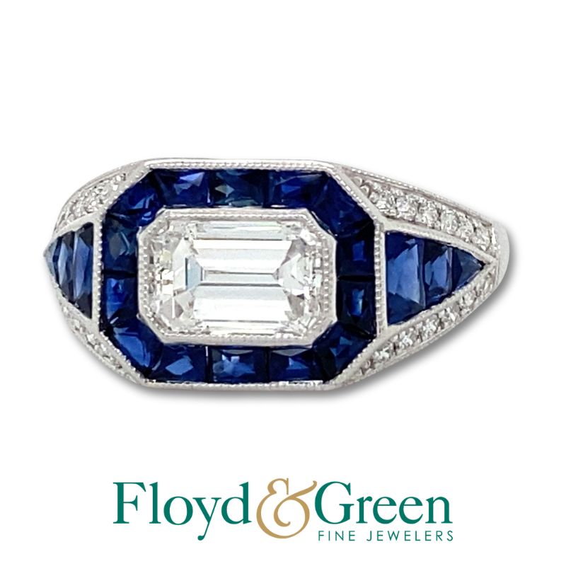 Diamond & Sapphire East to West Ring