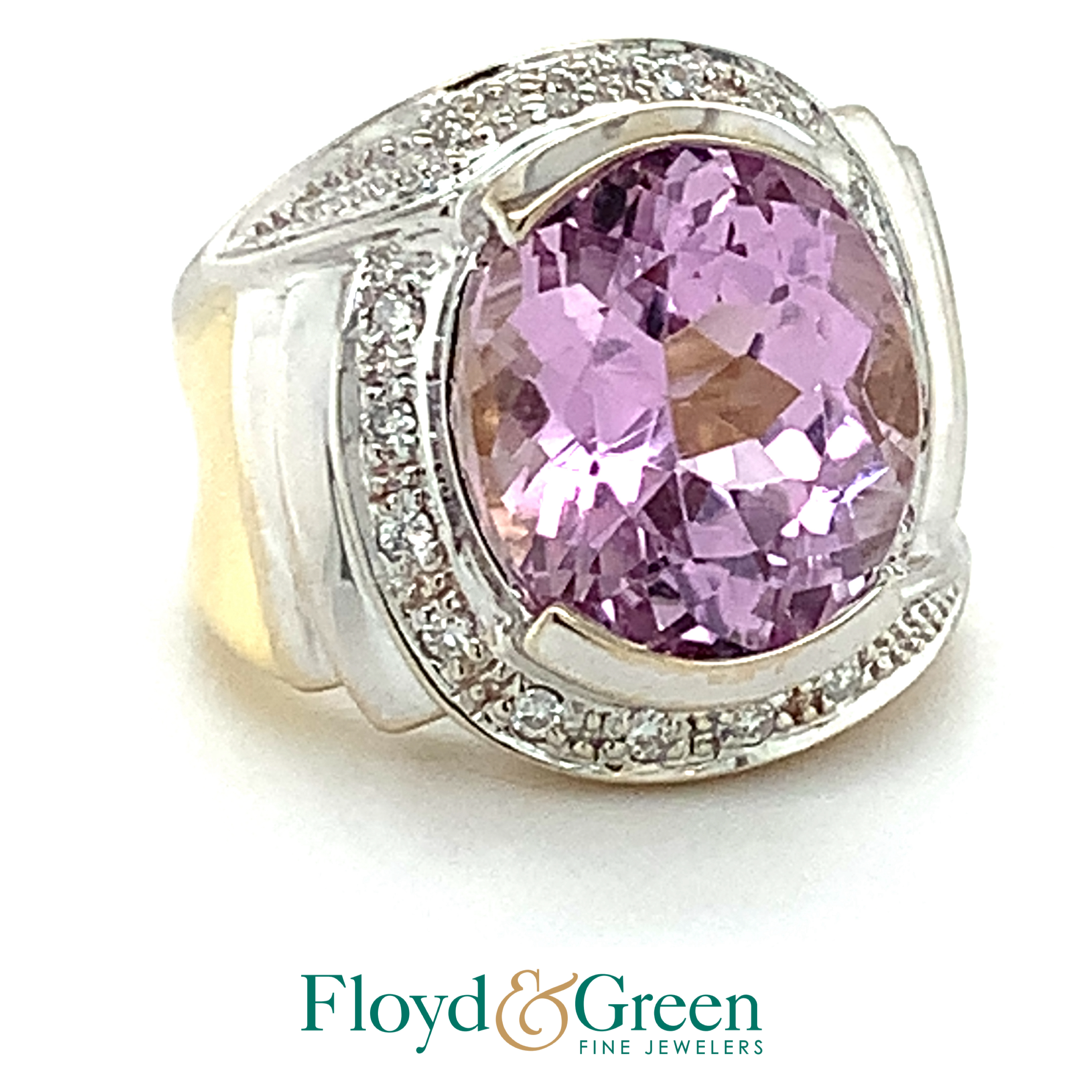 two-tone lavender and diamond ring