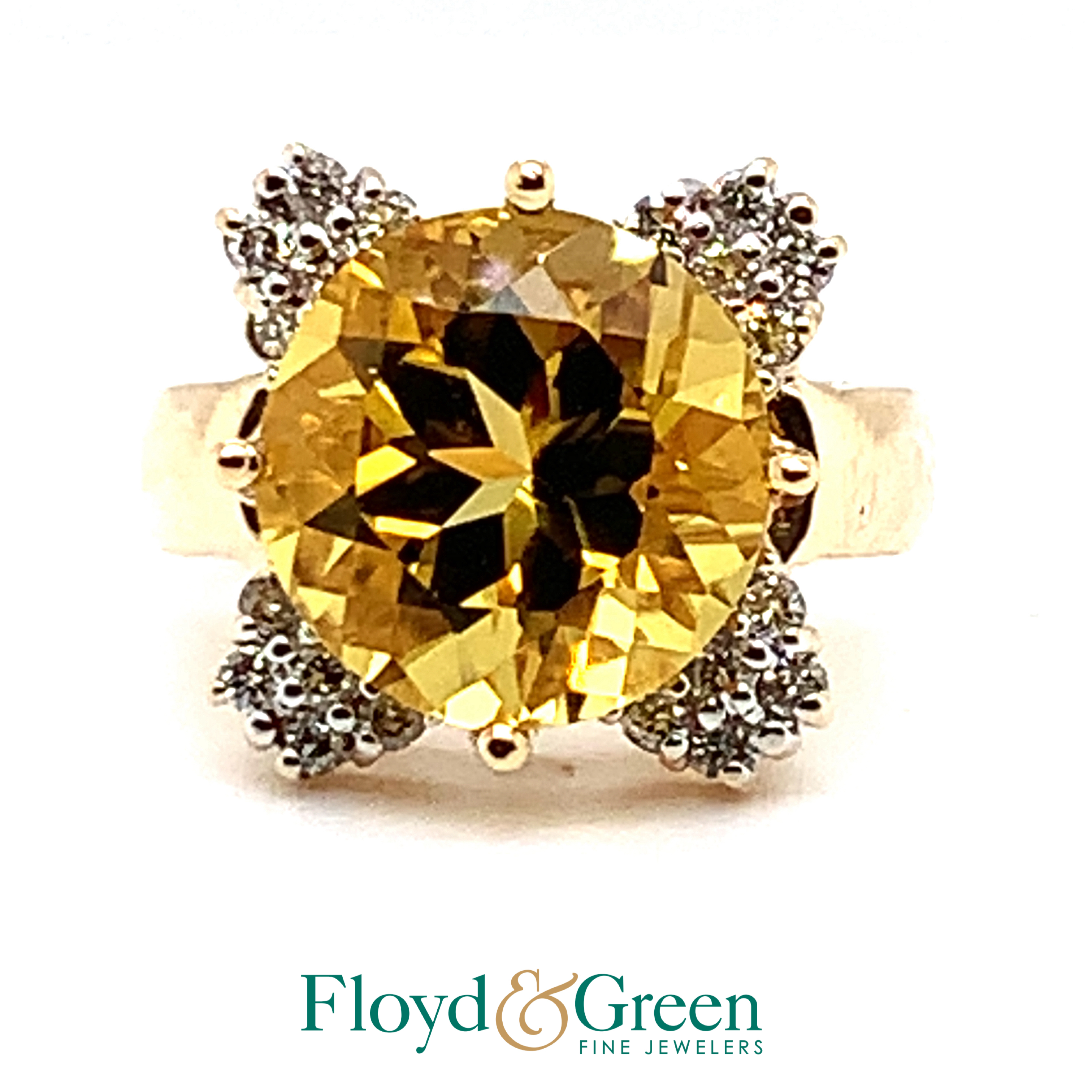 yellow and clear stone ring