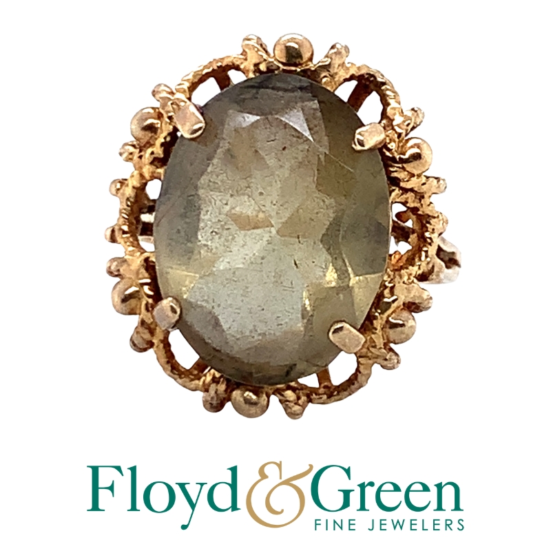 Oval Glass Stone Ring