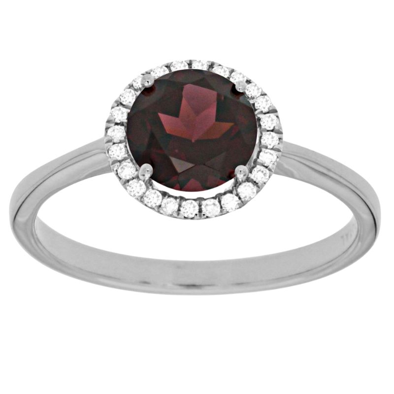 Garnet & Diamond Halo Ring