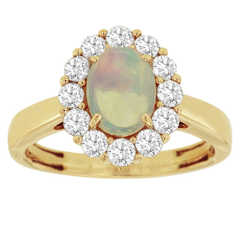 Opal & Diamond Halo Ring