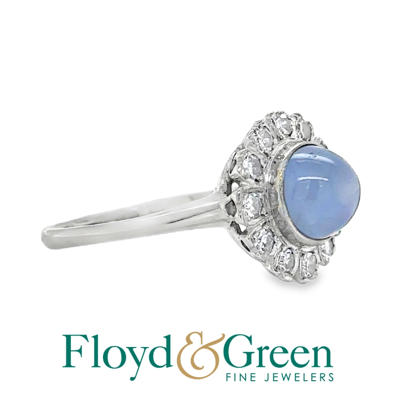 Star Sapphire with Diamond Halo Ring